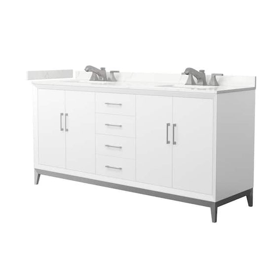 Amici 72 in. W x 22 in. D x 35.25 in. H Double Bath Vanity in White with Giotto Quartz Top