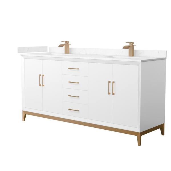 Amici 72 in. W x 22 in. D x 35.25 in. H Double Bath Vanity in White w/Sat. Bronze Trim with Carrara Cultured Marble Top