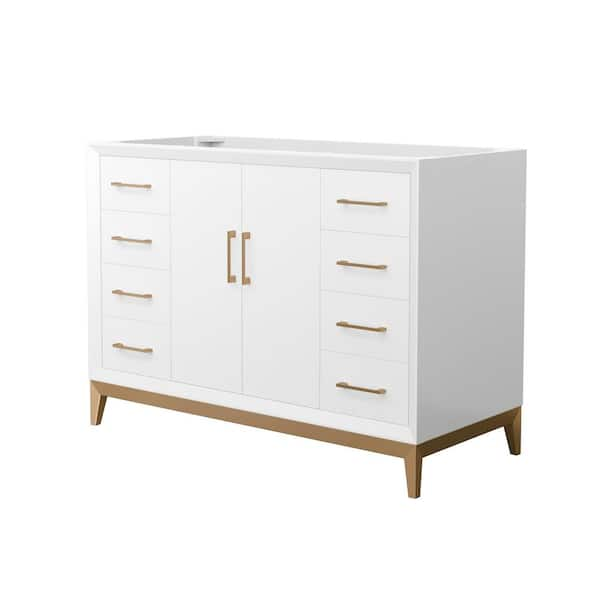 Amici 47.75 in. W x 21.75 in. D x 34.5 in. H Single Bath Vanity Cabinet without Top in White with Satin Bronze Trim